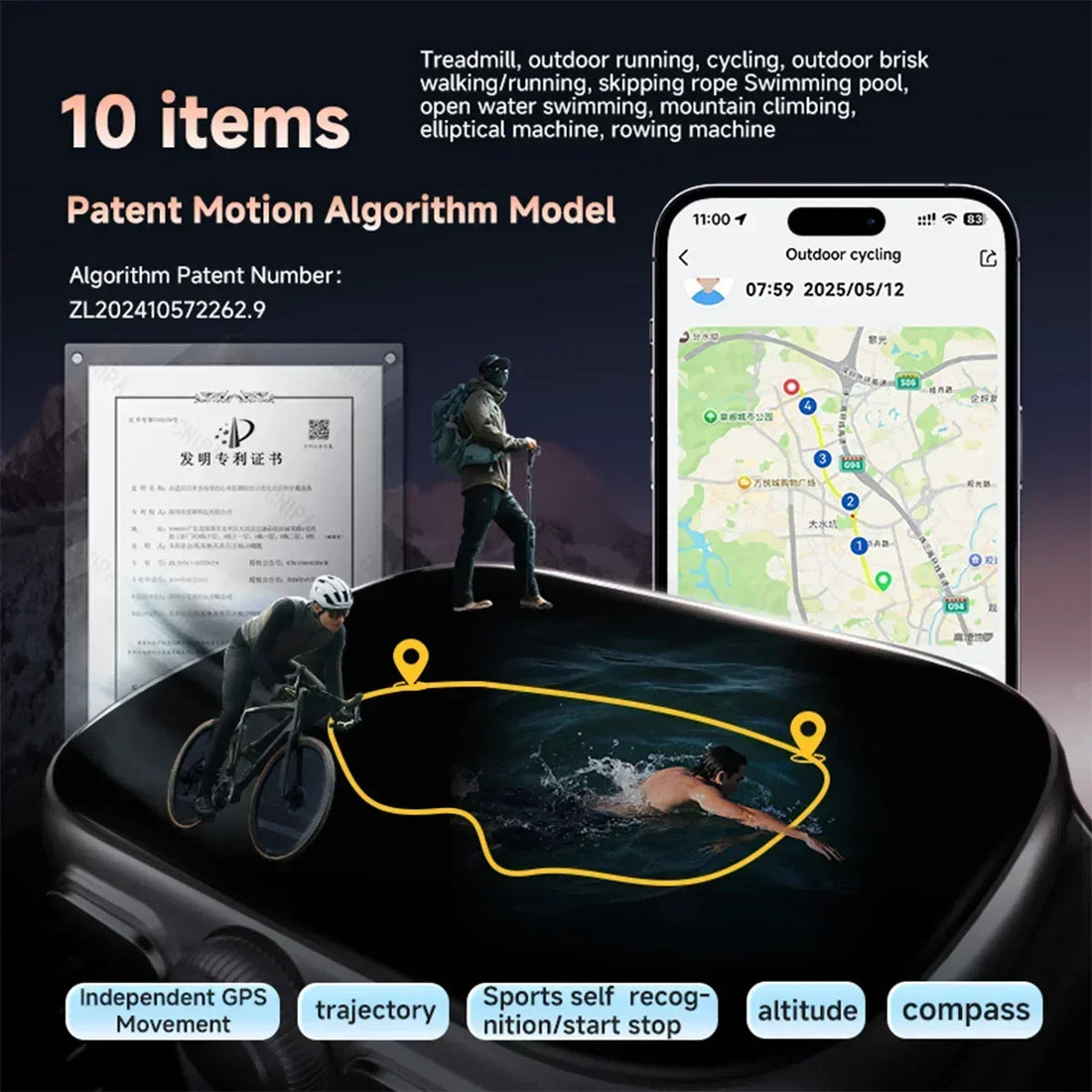 KPEP K19 GPS Smart Watch 512MB Memory Music TWS Earphones