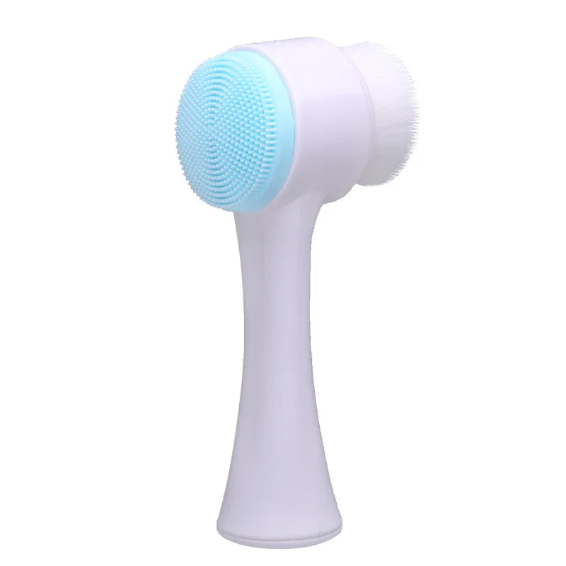 Double Silicone Facial Cleansing Brush Manual Massage Facial Brush