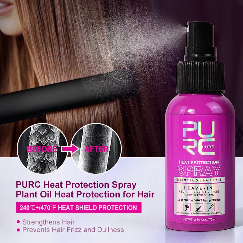 PURC Argan Oil Heat Protection Spray Smoothing Prevent Frizz Dry Hair