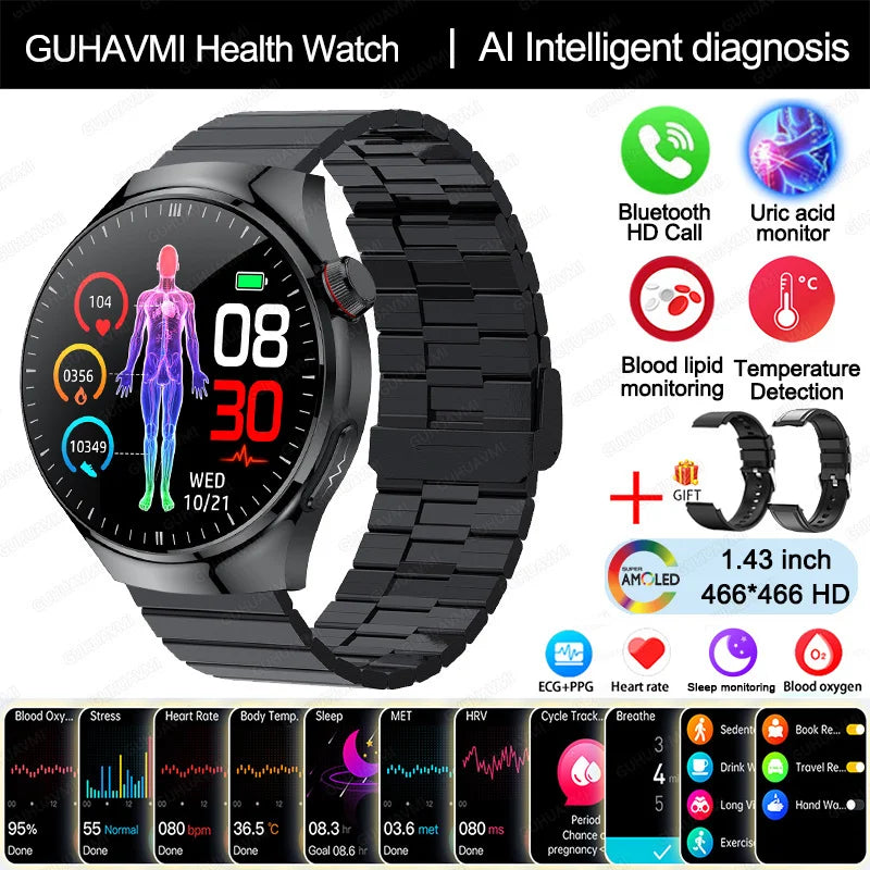 New Nursing Grade Smart Watch Blood oxygen Blood Lipid Uric Acid