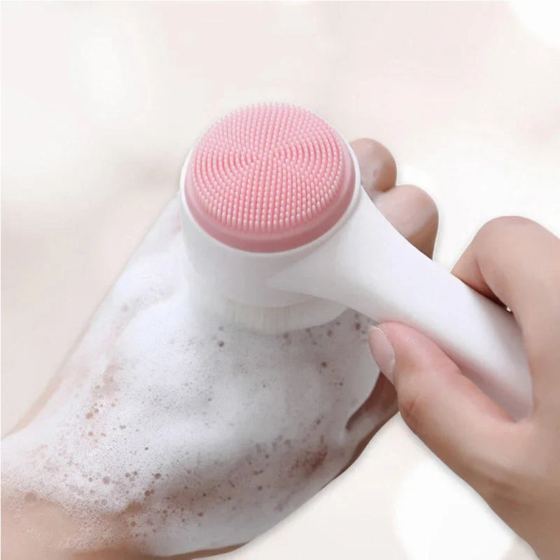 Double Silicone Facial Cleansing Brush Manual Massage Facial Brush