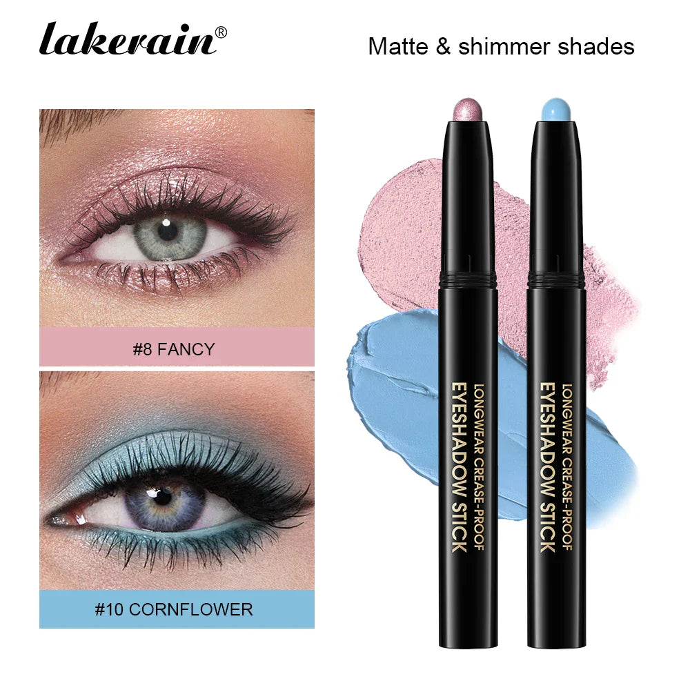 12 Colors Eyeshadow Pencil Stick Shimmer And Matte Waterproof Glitter