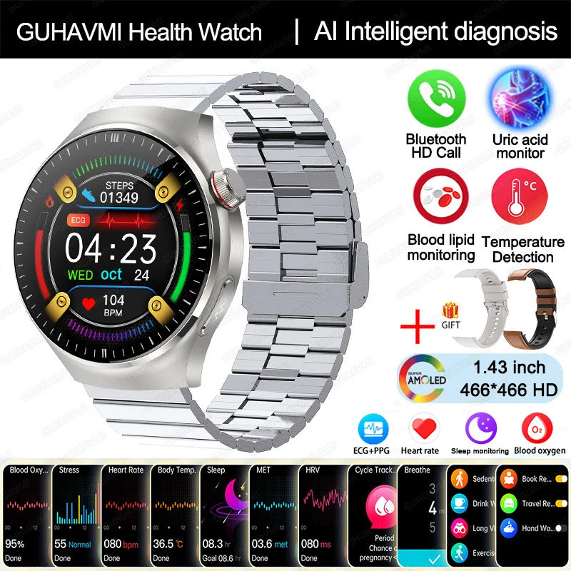 New Nursing Grade Smart Watch Blood oxygen Blood Lipid Uric Acid