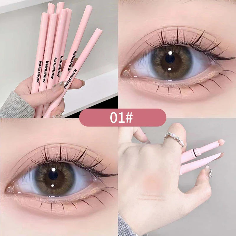 Women Double Lying Silkworm Eyeliner Pencil Diamond Glitter Matte Makeup