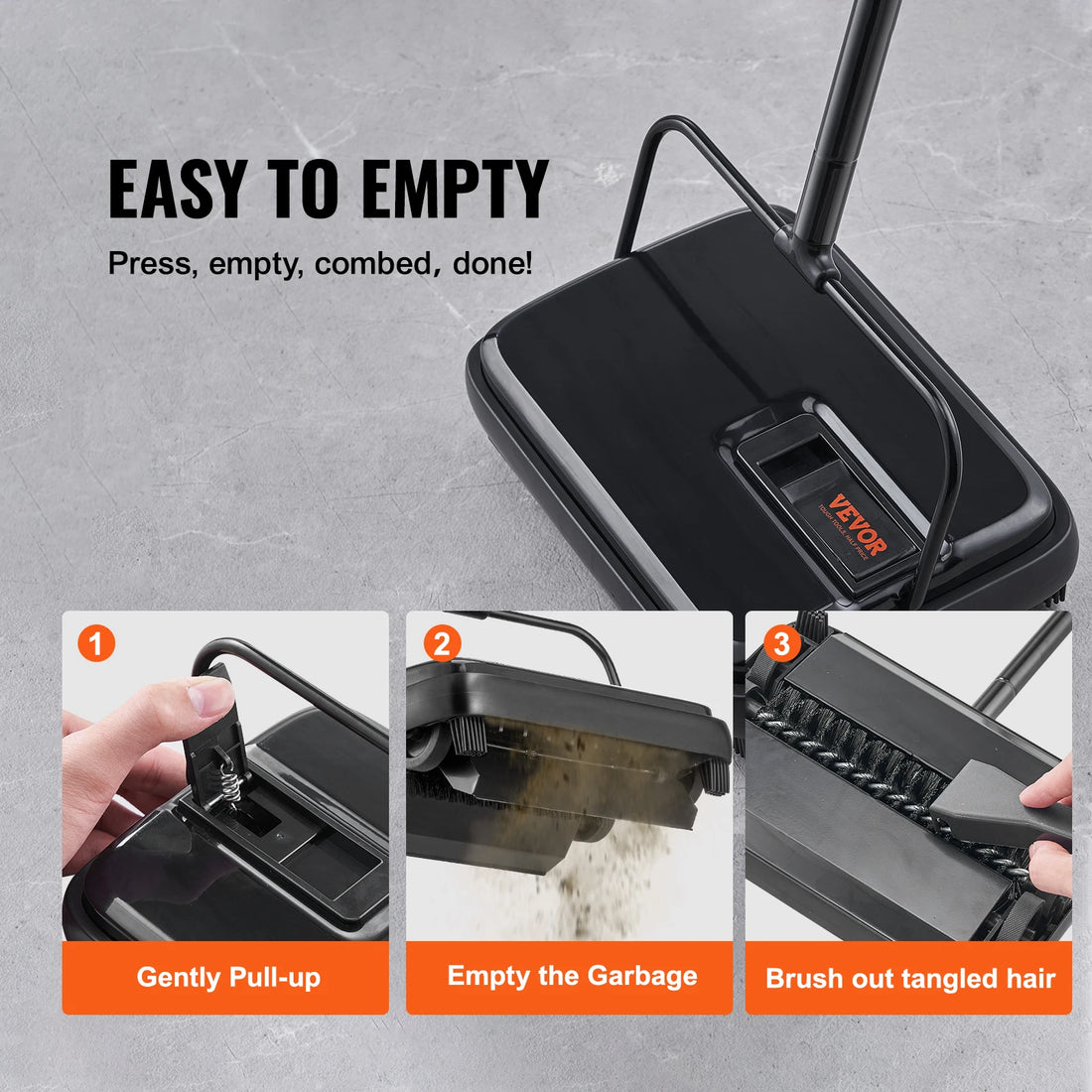 SucceBuy Manual Carpet Sweeper 7.87in Sweeping Path 300ml Dustbin