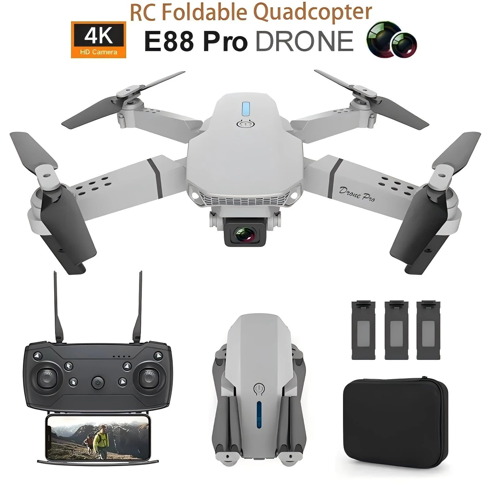 New E88 Pro WIFI FPV Drone Wide Angle HD 4K 1080P Camera