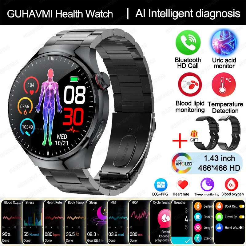 New Nursing Grade Smart Watch Blood oxygen Blood Lipid Uric Acid