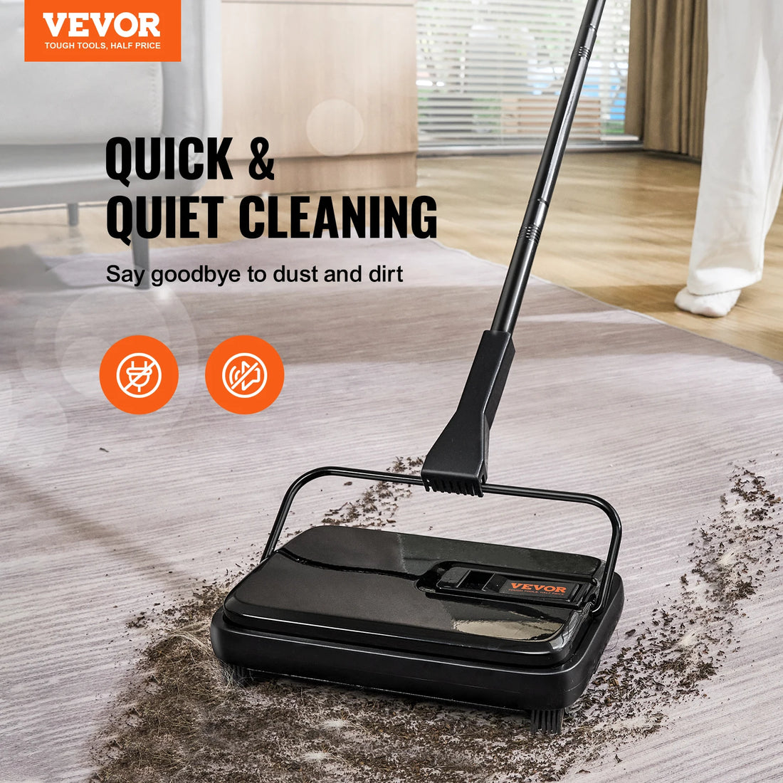 SucceBuy Manual Carpet Sweeper 7.87in Sweeping Path 300ml Dustbin