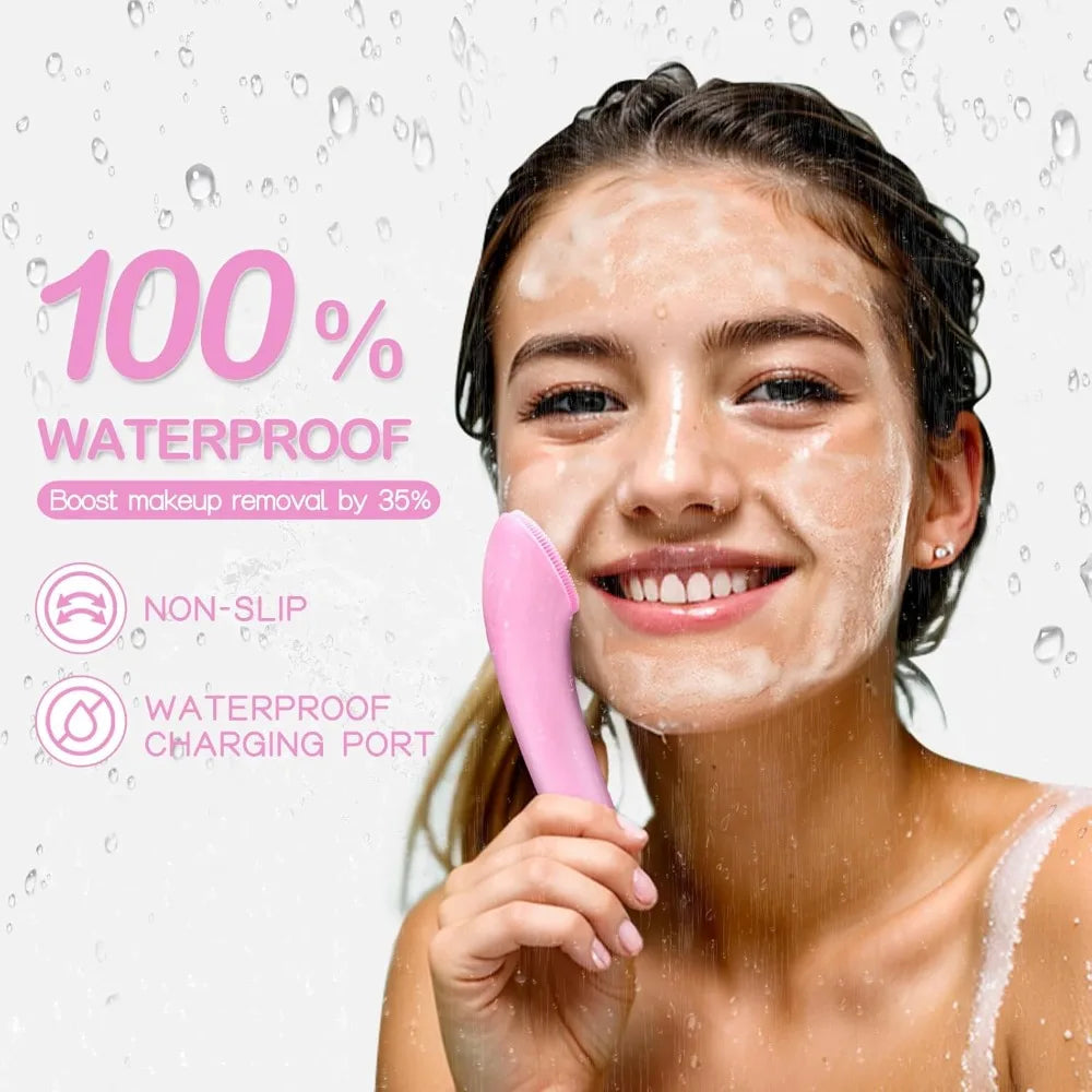 Facial Cleansing Brush Rechargeable Silicone Face Scrubber  Face Brush