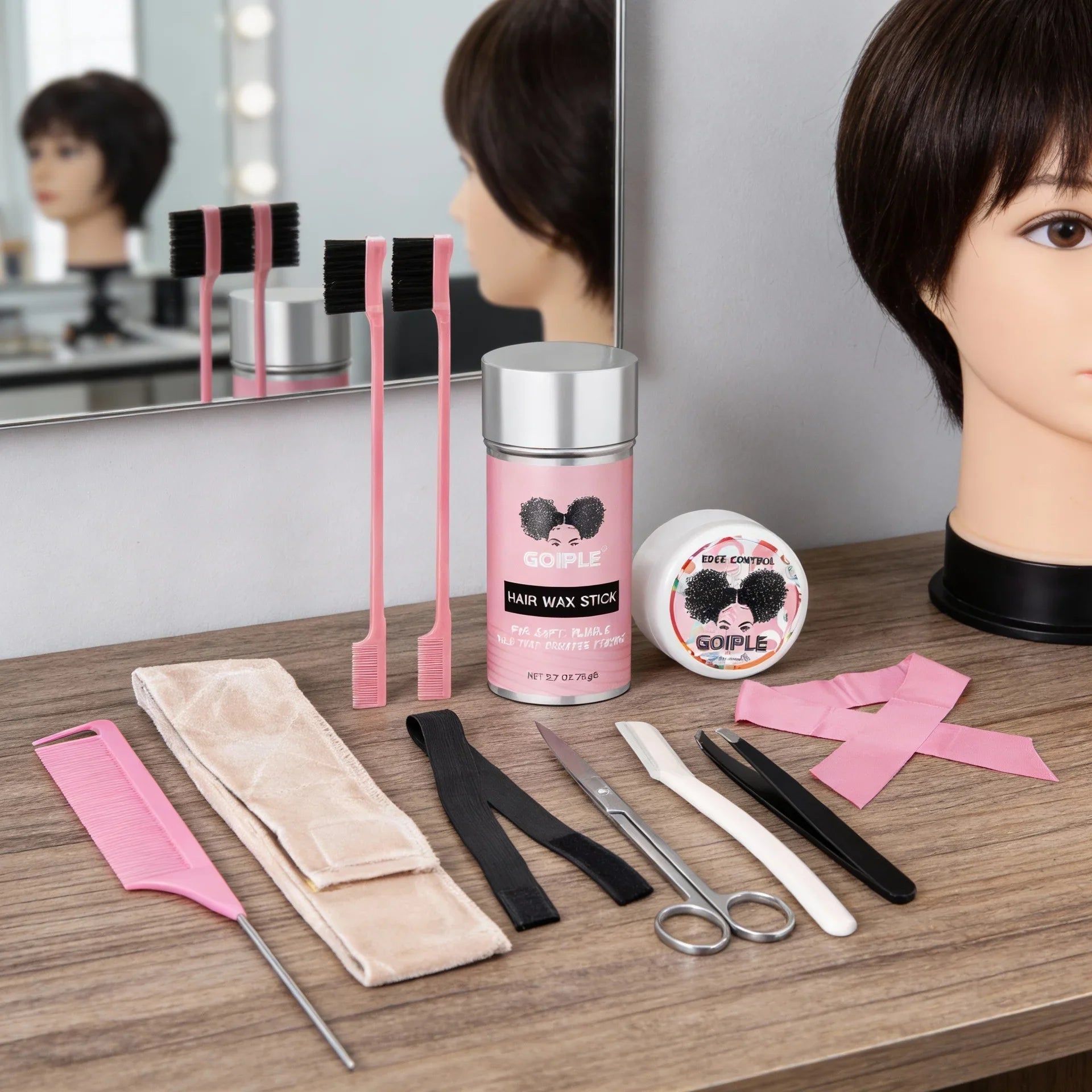 11 piece lace front wig set, including hair wax stick, lace fusion eyebrow knife