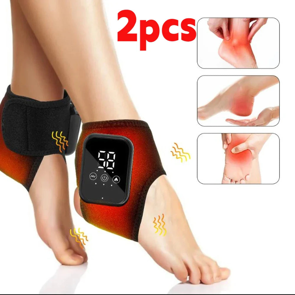 Electric Heat And Vibration Ankle Massager Infrared Hot Compress Therapy