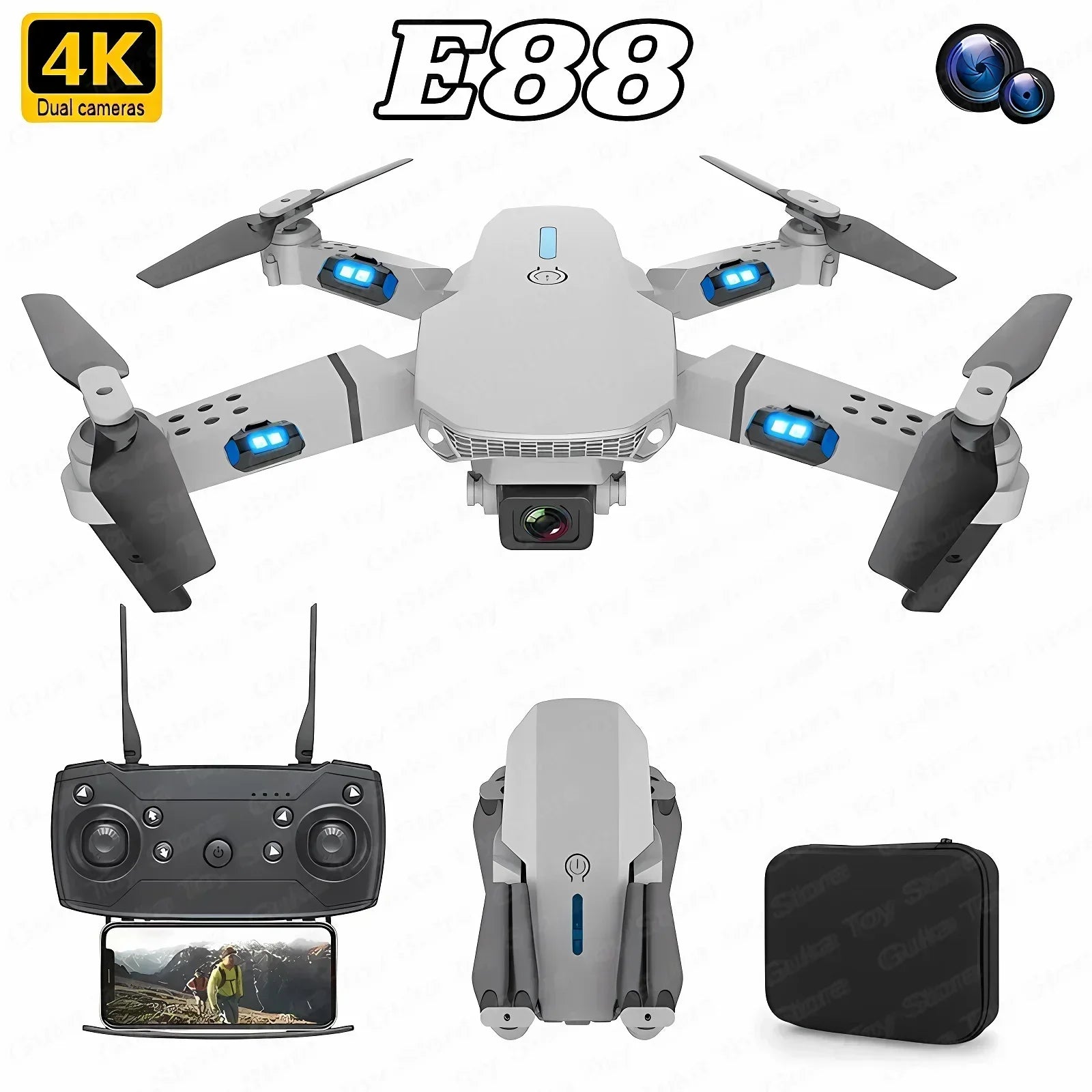 E88 Pro WiFi FPV Drone. Wide-angle HD 4K/1080P camera