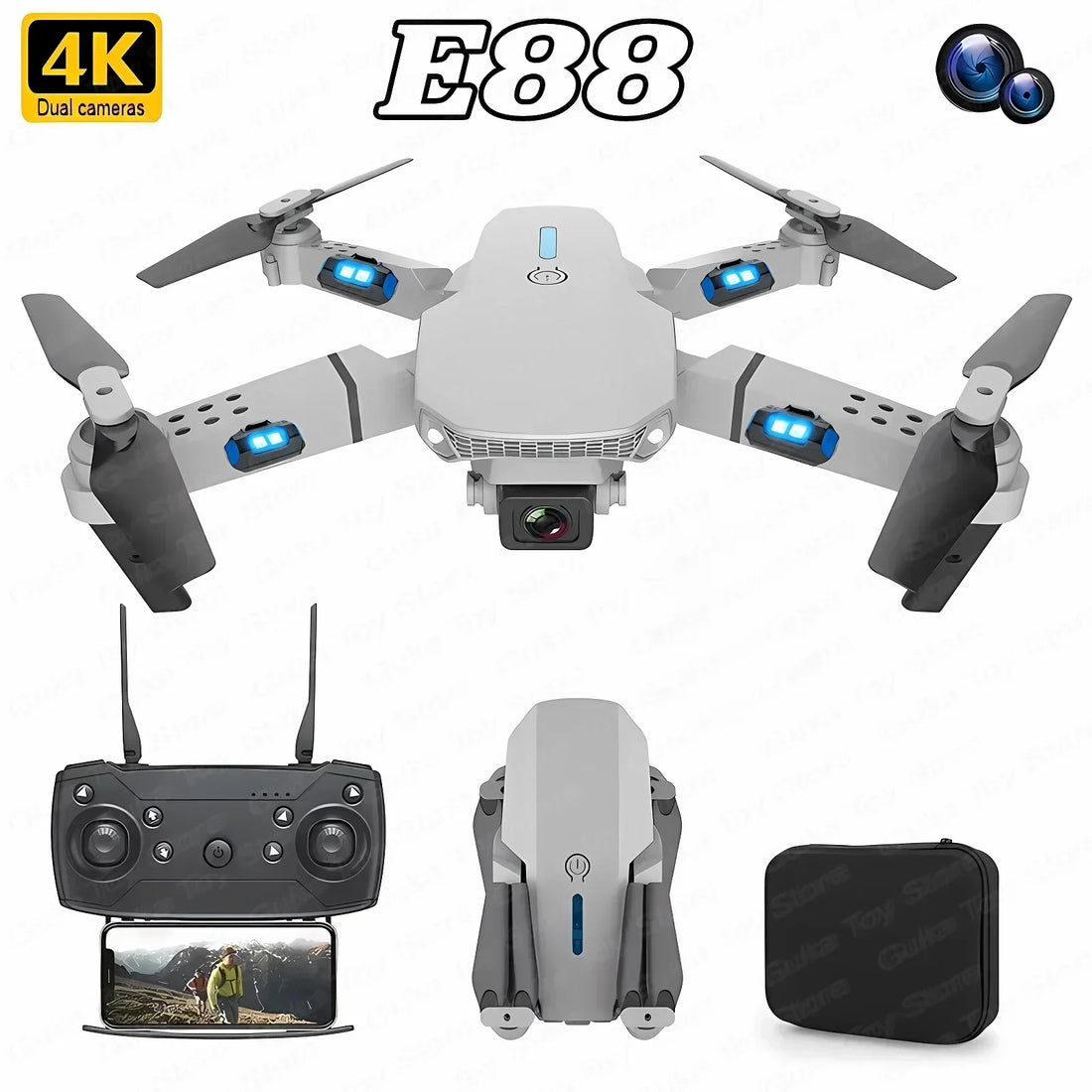 E88 Pro WiFi FPV Drone. Wide-angle HD 4K/1080P camera