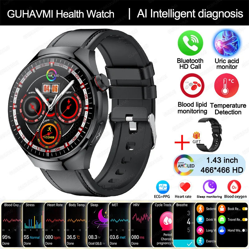 New Nursing Grade Smart Watch Blood oxygen Blood Lipid Uric Acid