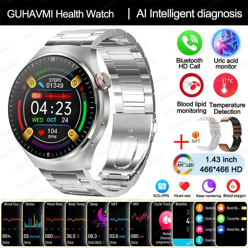 New Nursing Grade Smart Watch Blood oxygen Blood Lipid Uric Acid