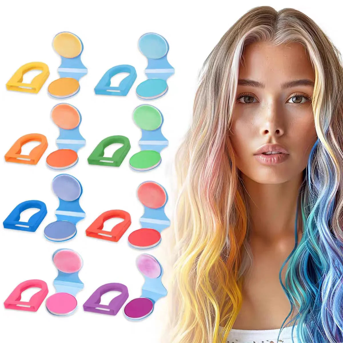 8 Colors Temporary Hair Chalk Powder Hair Dye Pressed Powder Men Women